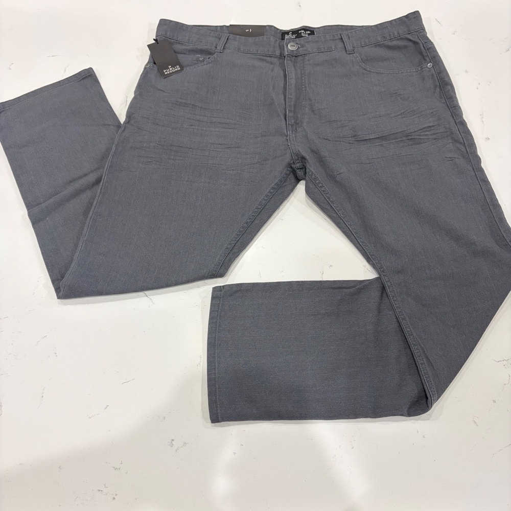 Public Record Mens Slim Fit Stretch Denim Pants Charcoal Gray 44W x 32L NWT
